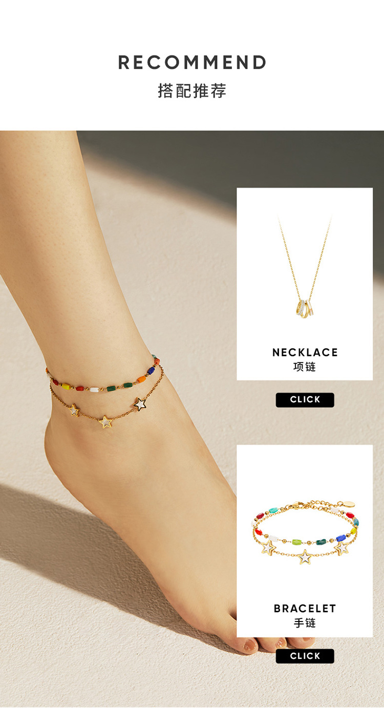 ZEGL Rainbow Star Stacked Ankle Chain for Women 2024 New Trendy ankle Chain for Women, foot chain and foot accessory pic 7