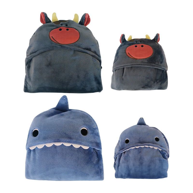 Cartoon animal sombrero manta 2 en 1 recreación casa lindo peluche otoño invierno mantas calientes orden de pedido pic 16