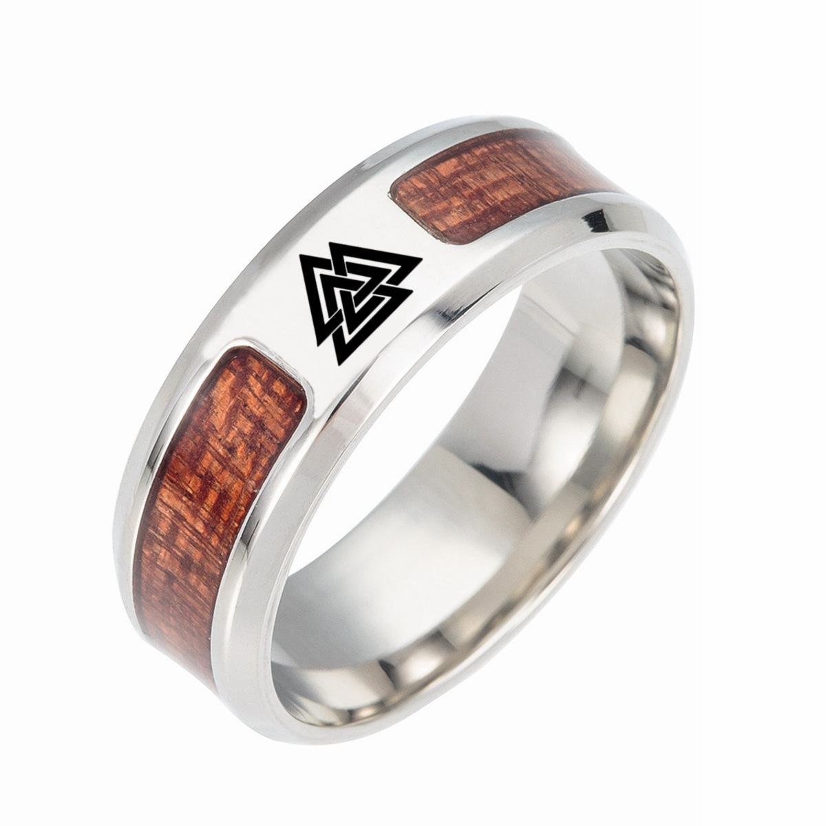 New half-circle wood grain jewelry from Europe and America, Celtic knot, Rune ring, Viking ring, Amazon new style pic 6