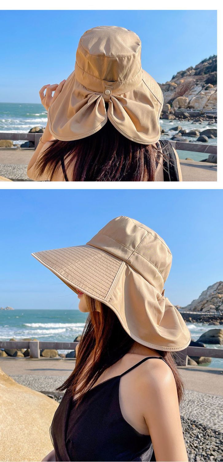 防晒帽子女夏季大檐户外披肩渔夫帽护颈遮阳帽防紫外线骑行太阳帽详情10