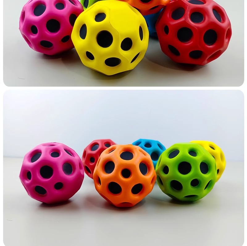 Luminous flashing light elastic ball, high-elasticity PU ball, student stress relief and release, moon hole ball, cross-border best-selling toys wholesale pic 9