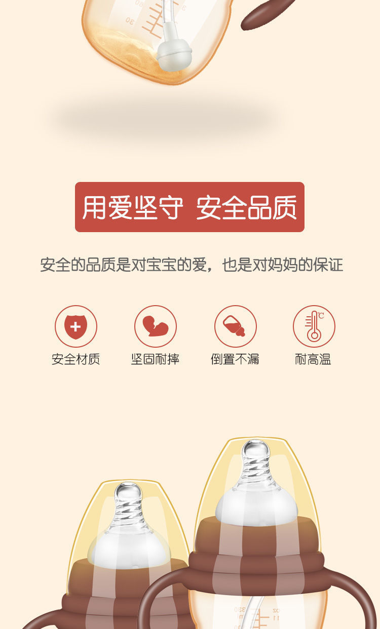 新生婴儿童1防摔塑料2宽口径3大宝宝4岁喝水断奶神器硅胶吸管奶瓶详情3