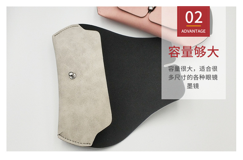 Fashionable buckle strap sunglasses case, faux leather flocked lining, eyeglass bag, eyeglass case box wholesale available with logo printing pic 4