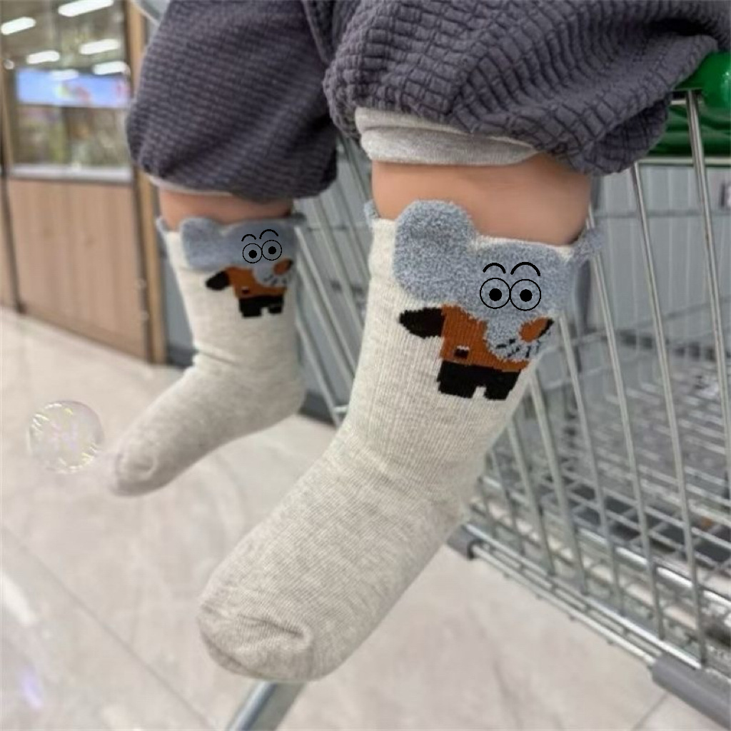 可爱无骨袜子男童中大童百搭男宝中筒袜秋冬儿童卡通动物a类中筒详情6