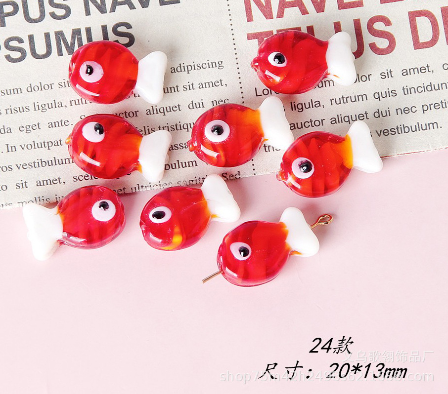 古法工艺琉璃可爱小鱼DIY 项链手链手机链饰配详情24