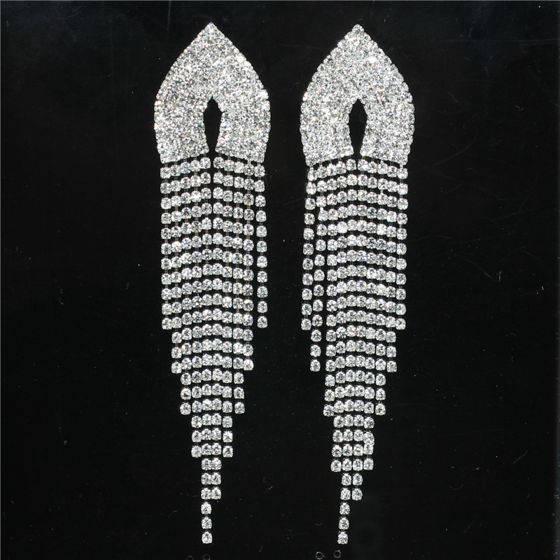 爪链流苏链装饰耳环长款耳针钻链耳饰品女孩首饰铜爪烧焊厂家直销详情5