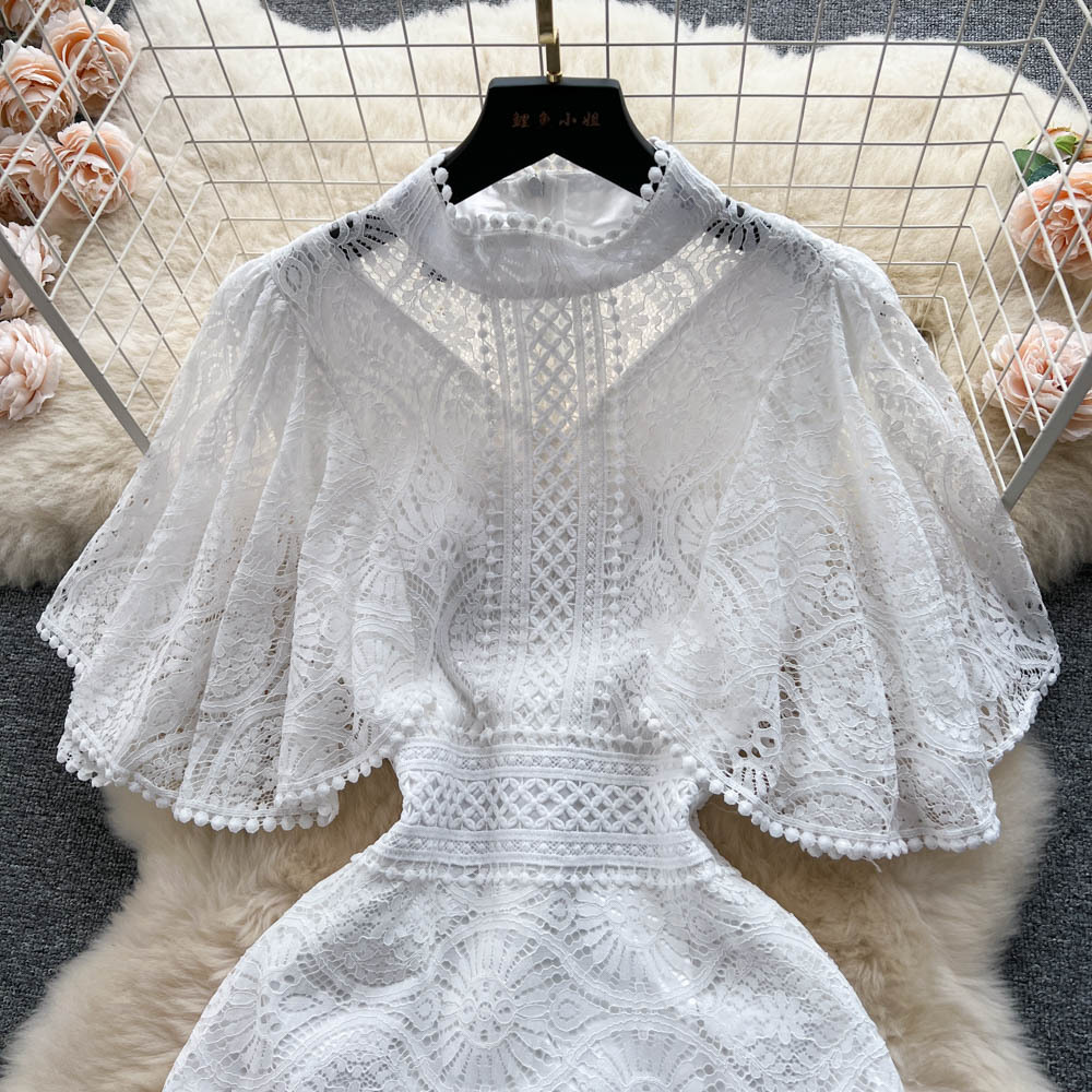 European-style lace dress with a thousand gold pieces, embroidered and hollowed-out design, and lotus leaf sleeves, exudes a high-end and elegant princess style pic 7