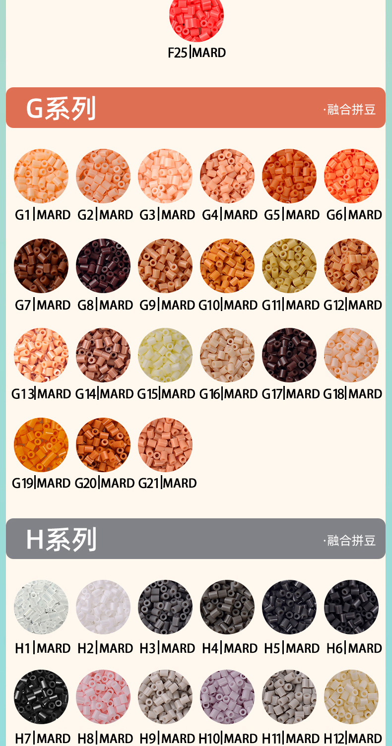 拼豆补充包拼豆豆融合豆1000粒袋装2.6MM拼豆DIY立体拼图材料批发详情13