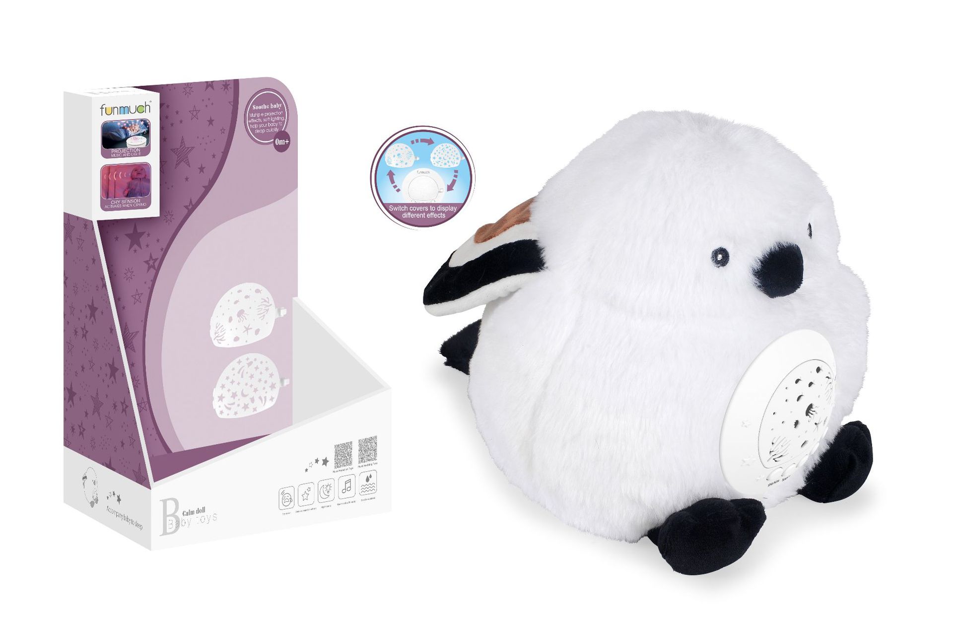 Cross-border infant and toddler soothing plush toys, creative projection night light music lullaby dolls, baby comfort toys pic 6