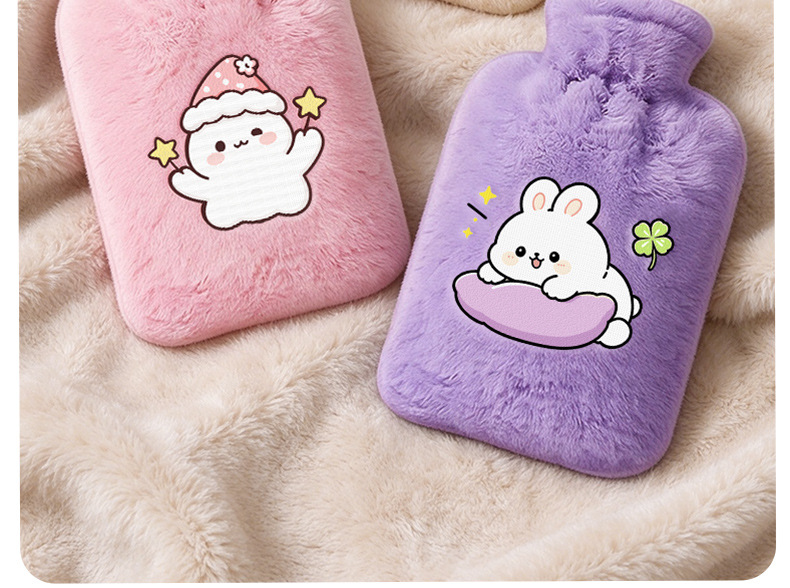Water-filled hot water bag, cartoon and cute for warming the belly, explosion-proof hot water bag, hot compress hand warmer, skin-friendly rabbit flu-like foot warmer pic 10