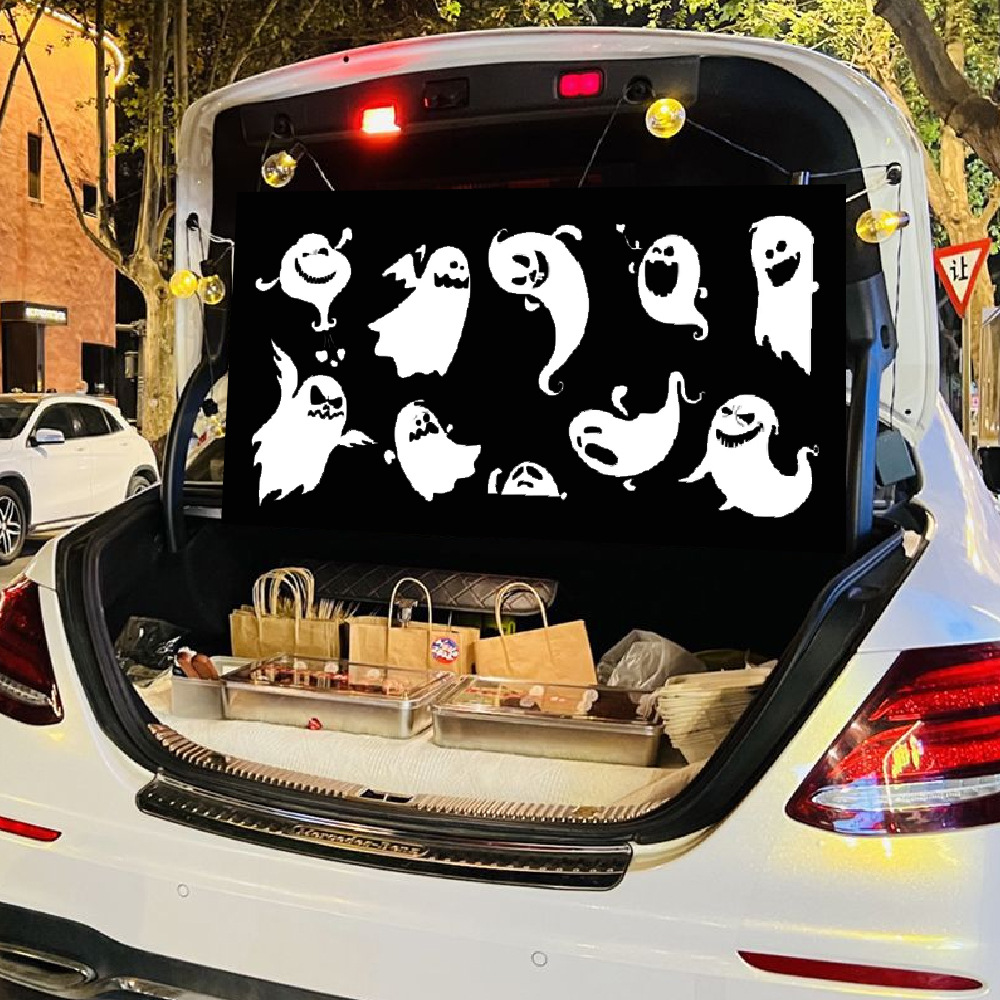 Cross-border Halloween background fabric 90*150 polyester, terrifying atmosphere, car trunk decoration banner, hanging flag pic 24