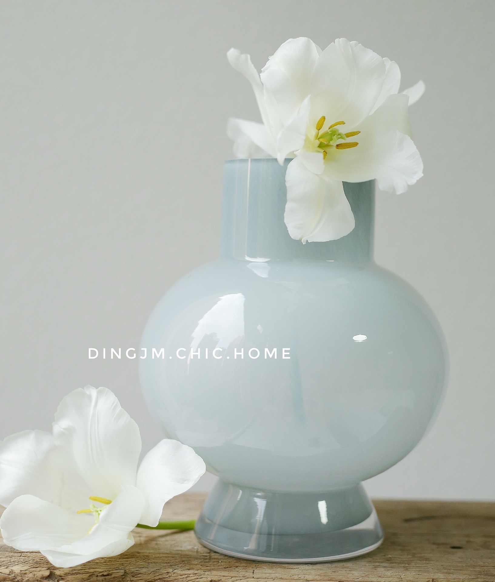 中古芬顿高颜值玻璃花瓶法式ins风奶玉色客厅插花摆件花瓶高级感详情3