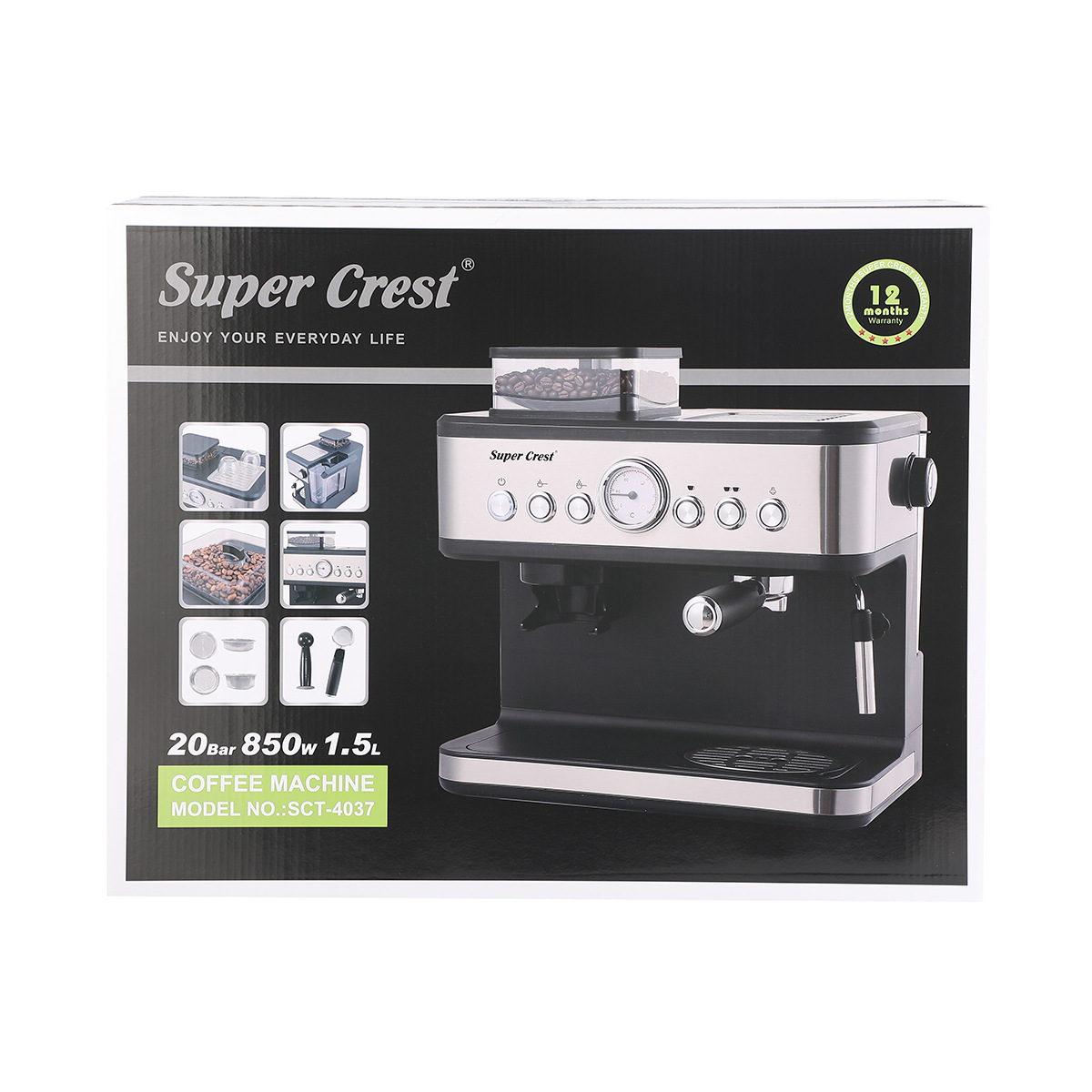 SuperCrest欧规家用研磨一体式咖啡机意式半自动泵压式奶泡咖啡机详情9