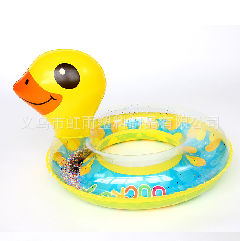 儿童泳圈婴儿座圈充气亮片坐圈带头艇宝宝戏水圈小黄鸭加厚游泳圈详情5