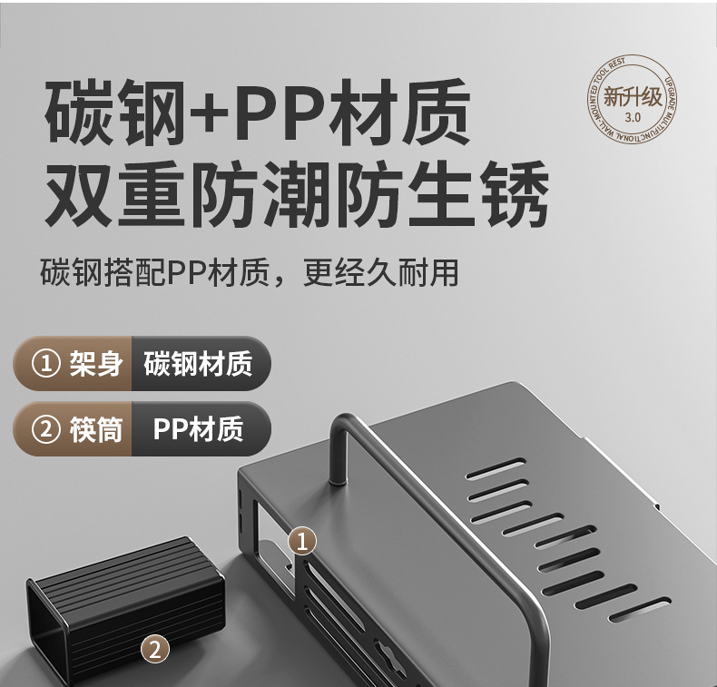 刀架置物架家用壁挂式多功能菜刀锅盖架筷子筒刀架一体刀具收纳架详情10