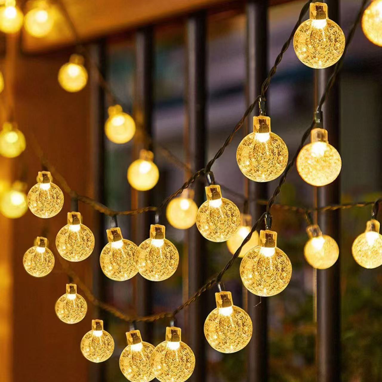 LED太阳能灯串户外小气泡水晶球灯串透明球彩灯圣诞节帐篷氛围灯详情8