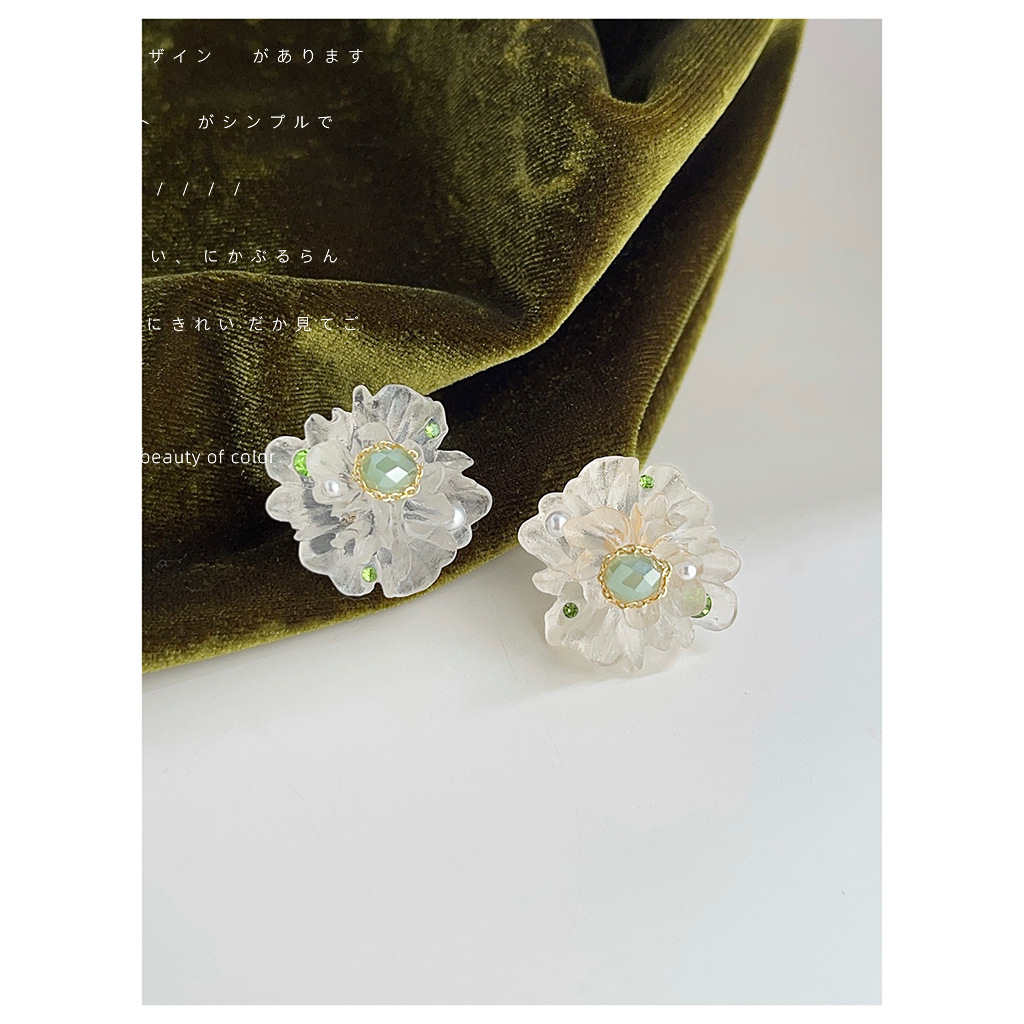 Forest-style super fairy handcrafted works ~ Three-dimensional sweet ice flower temperament silver needle stud earrings factory flower new style earrings for women pic 7