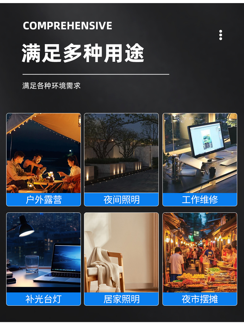 太阳能带风扇露营灯户外帐篷灯多功能应急灯可伸缩照明灯现货批发详情2