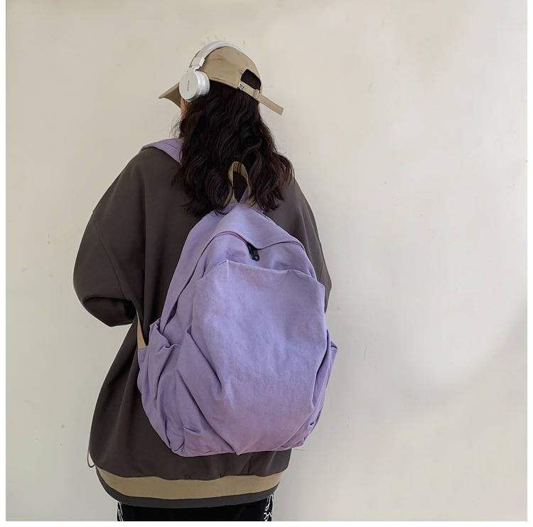 书包女休闲复古耐磨帆布双肩包男女日系大学生简约百搭旅行背包男详情21