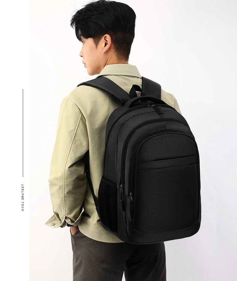 商务背包男批发公司礼品包学生电脑书包纯色简约日常通勤双肩包详情22