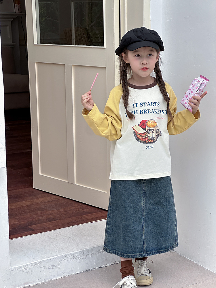 2024秋季新款儿童秋装长袖T恤上衣女童宝宝230克卡通插肩打底衫潮详情53
