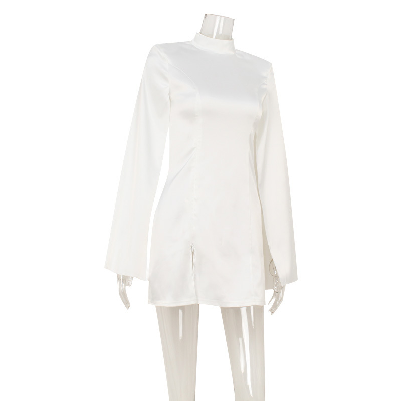 欧美亚马逊修身显瘦轻奢气质宫廷风高级缎面披风袖礼服连衣裙短裙详情13