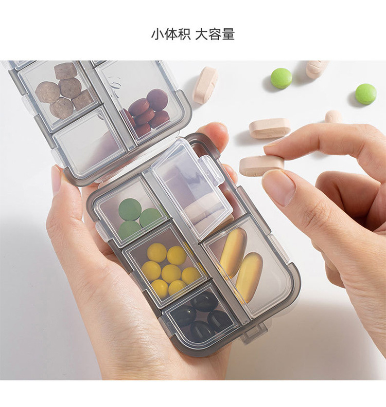 ins风药盒PP随身便携药丸盒透明10分格密封药品收纳盒跨境小药盒详情9