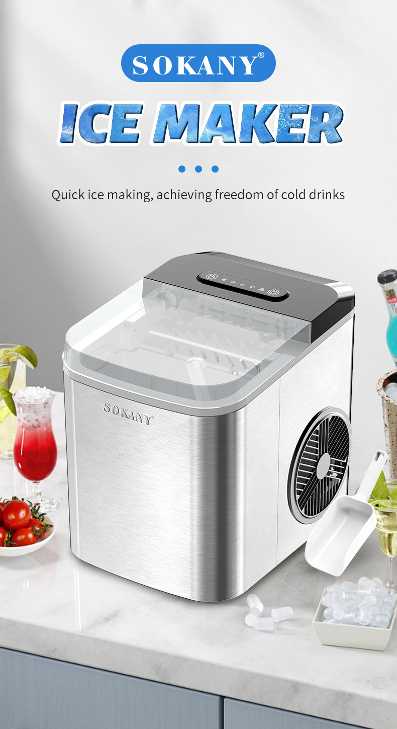 Export SOKANY03047 ICE MAKER, household stainless steel ice cube maker, quick ice-making machine, Ice Maker pic 1