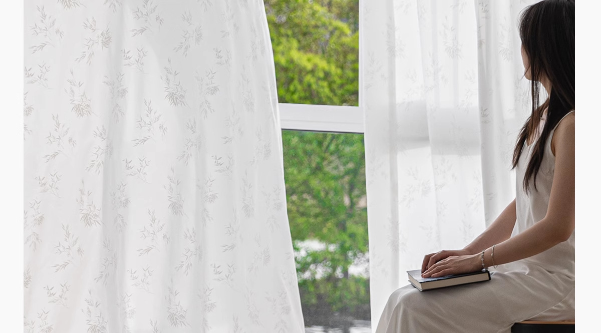 竹子新中式纱帘透光不透人窗帘阳台中式禅意古风窗纱隔热防晒印花详情31