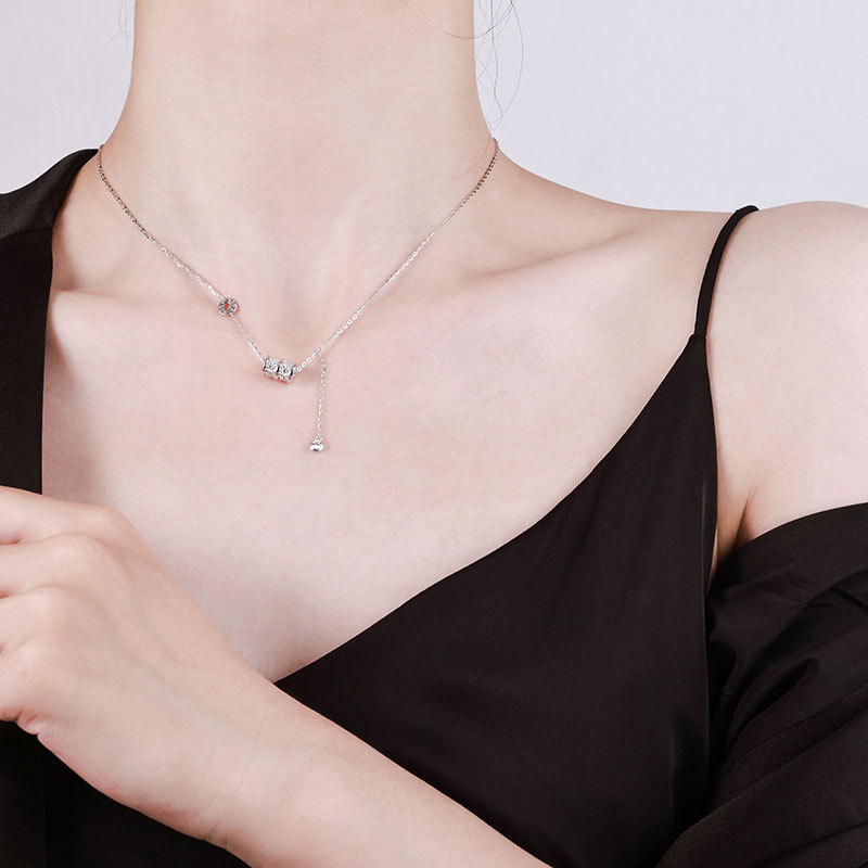 卓恒甄选 925银项链 莫桑石女式百搭轻奢锁骨链小众设计感项链详情9