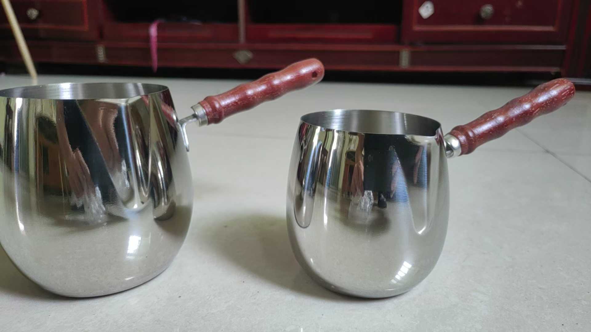 304 stainless steel latte art milk cup, small oil-pouring pot, hot oil baby food pot, milk pot, long handle, household oil-pouring pot pic 7