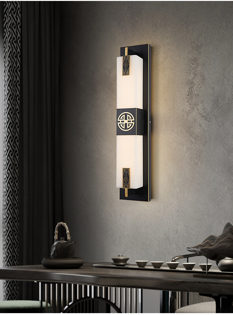 新中式壁灯客厅电视背景墙现代简约卧室床头走廊户外防水壁灯长条详情5