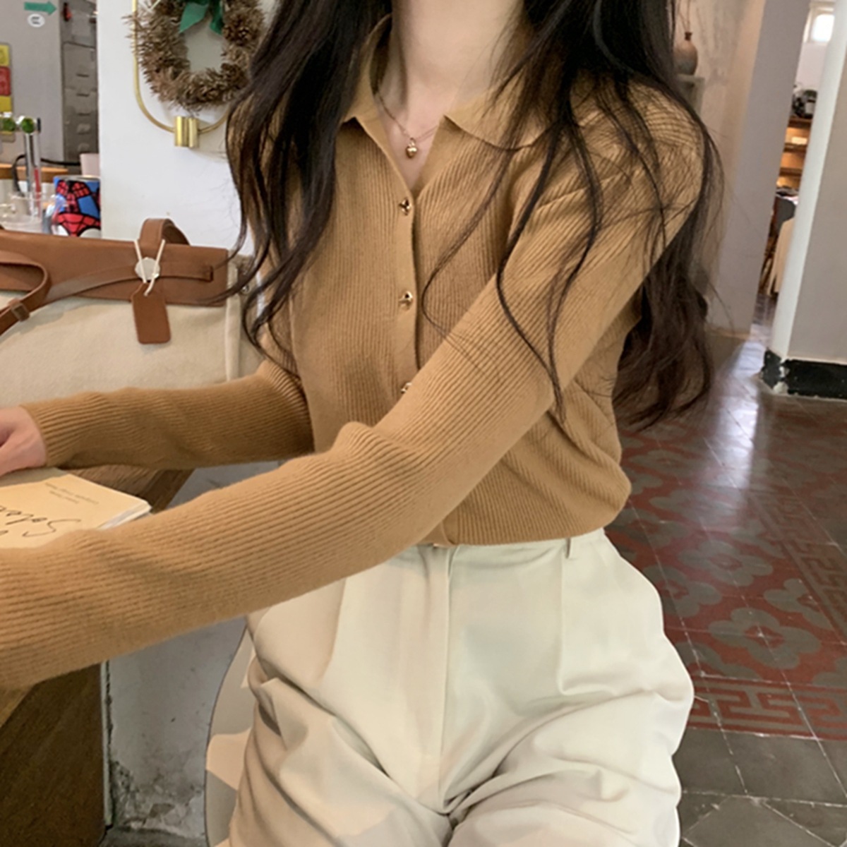 polo领内搭打底针织衫毛衣女秋冬2023新款早秋设计感别致独特上衣详情6