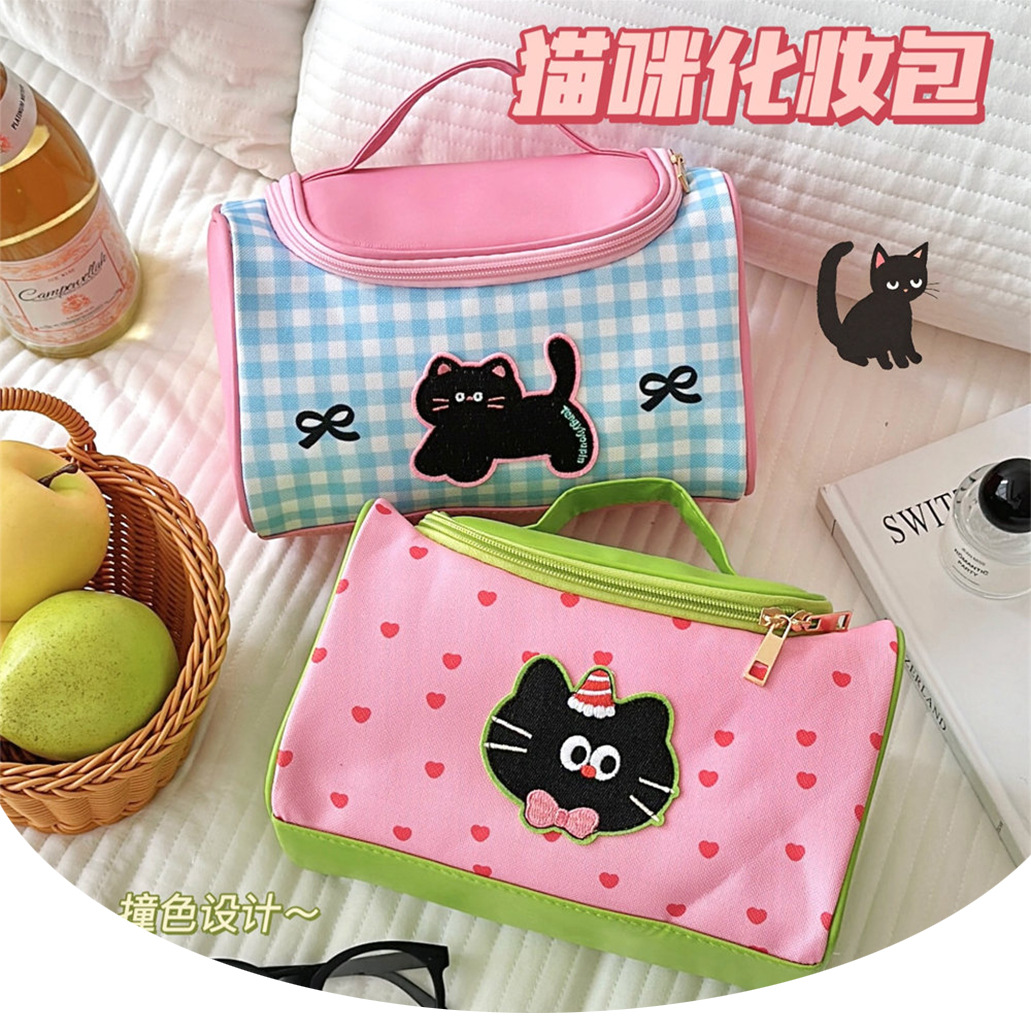 腾亿原创可爱卡通小猫手提化妆包少女便携大容量化妆品收纳包新款详情37