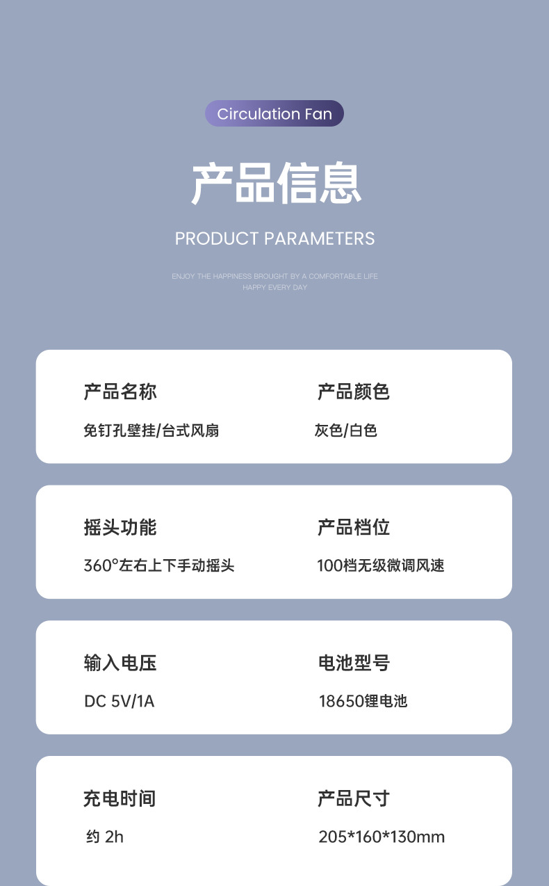 双头循环扇桌面台式夹子风扇露营风扇灯光可定时电风扇宿舍挂壁风详情43