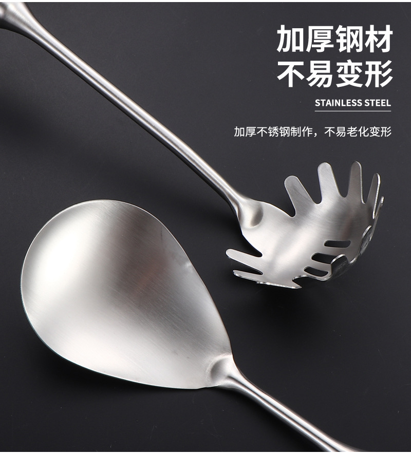 跨境304不锈钢厨房用具套装烹饪工具铲勺肉叉食物夹土豆压搅拌器详情15