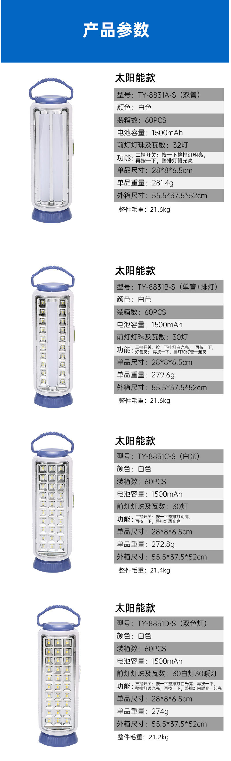TY-8831S portable camping lamp, household power outage emergency light, outdoor stall long-life solar lighting lamp pic 9