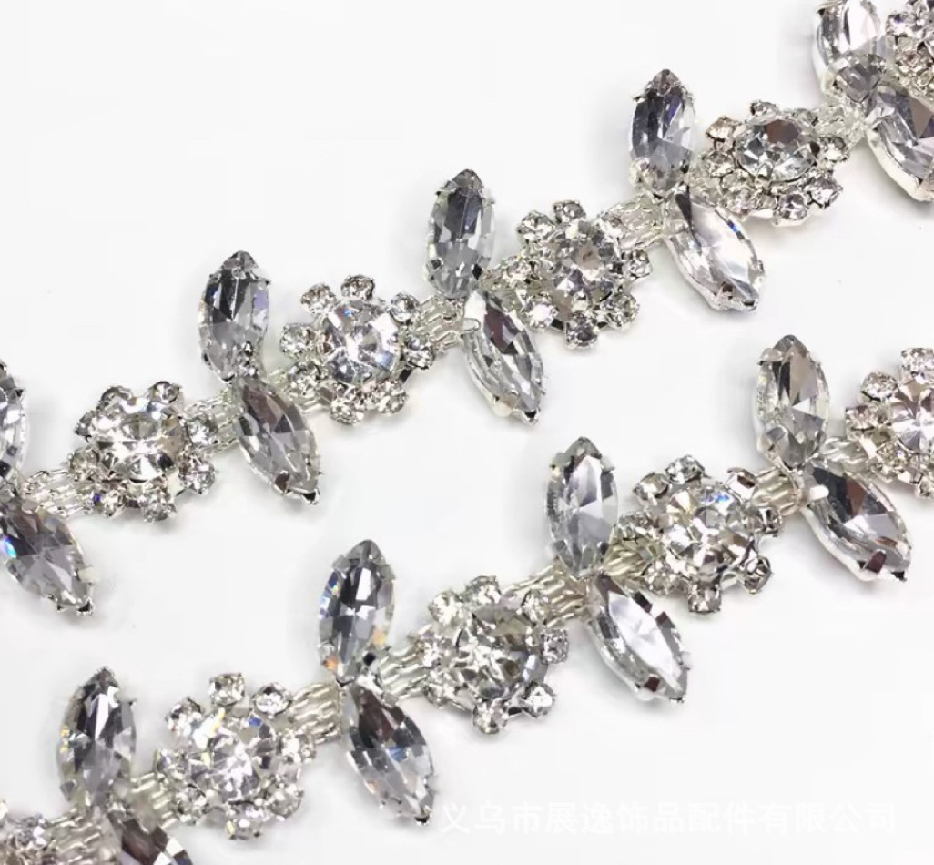 Factory direct sales of glass water diamond code chains, high-end wedding dress, dress, necklaces, clothing chains, accessories and accessories pic 7