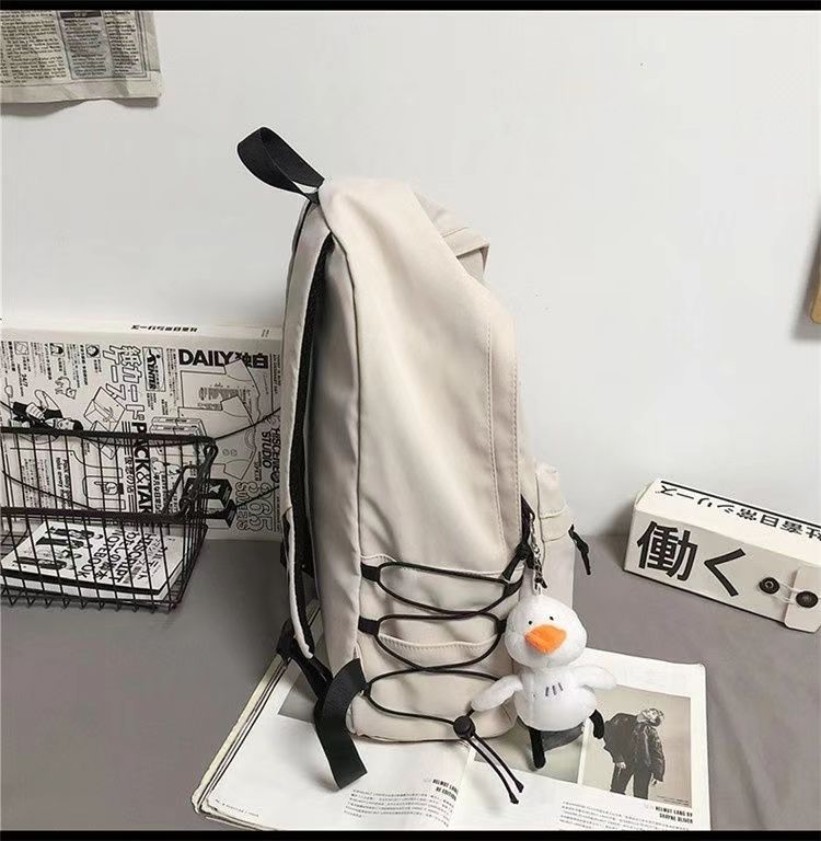 日系初高中学生上课书包男新款洋气质感纯色简约休闲女生双肩背包详情16