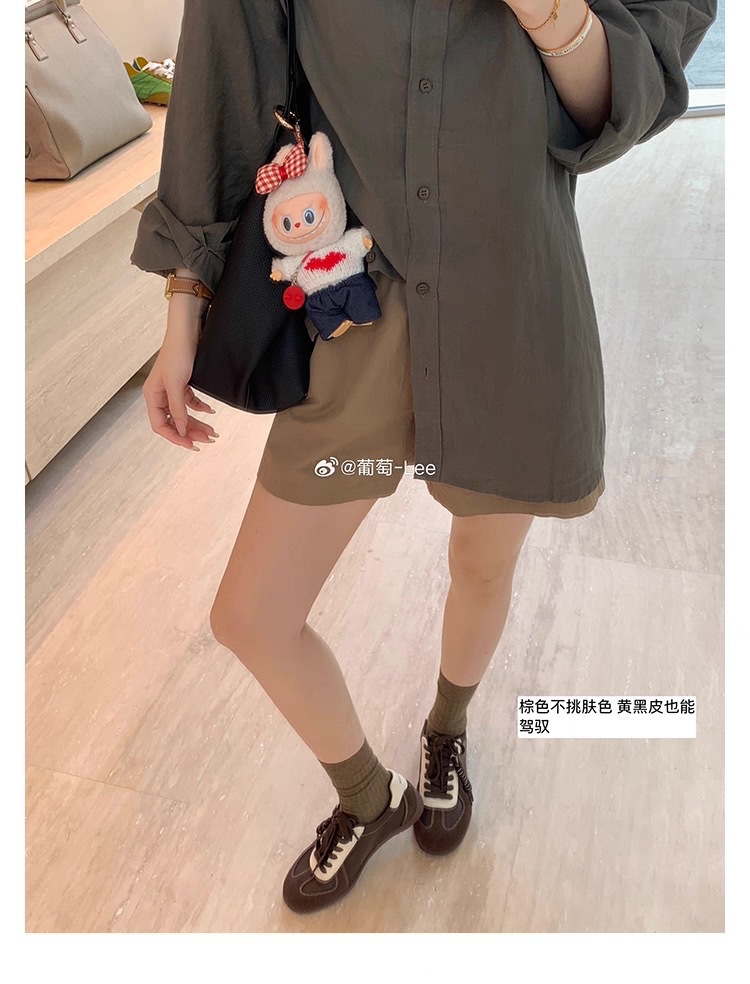 葡萄妈同款系带拼色圆头百搭舒适休闲真皮板鞋增高德训鞋女小白鞋详情17