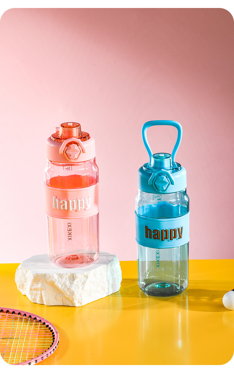 亚马逊跨境大容量透明八角水杯运动水壶吸嘴弹跳手提杯子男太空杯详情15