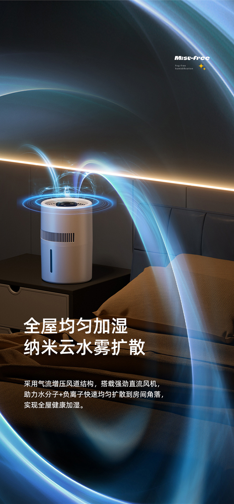 跨境加湿器卧室usb无雾加湿器4L大容量空气净化器家用补水办公室详情24