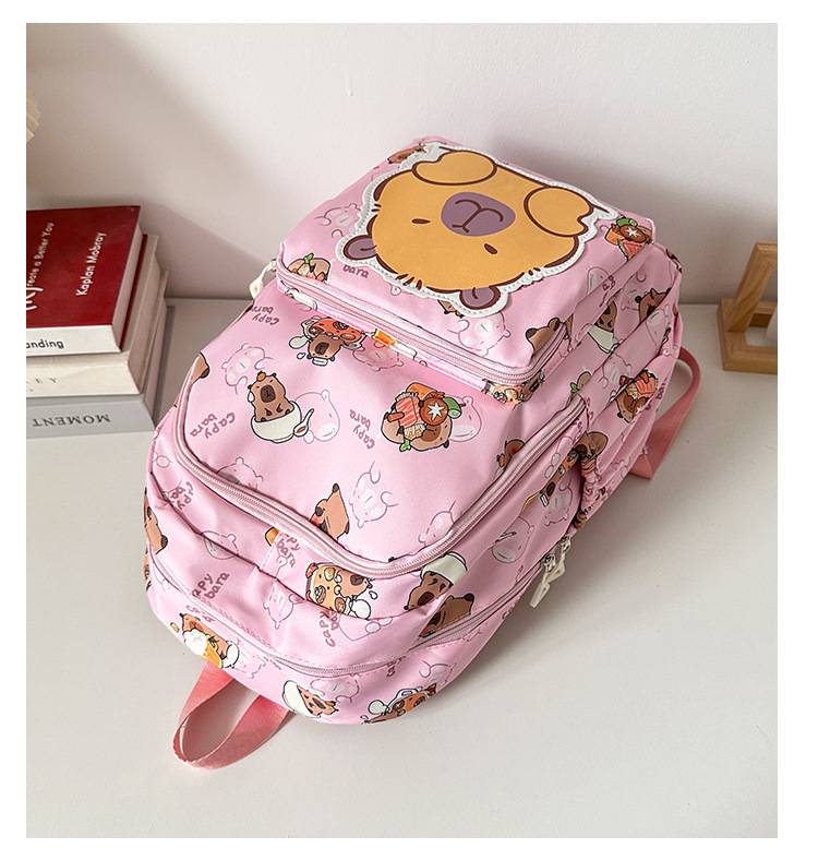 可爱印花卡通大容量卡皮巴拉书包时尚男孩女童学生轻便百搭双肩包详情31