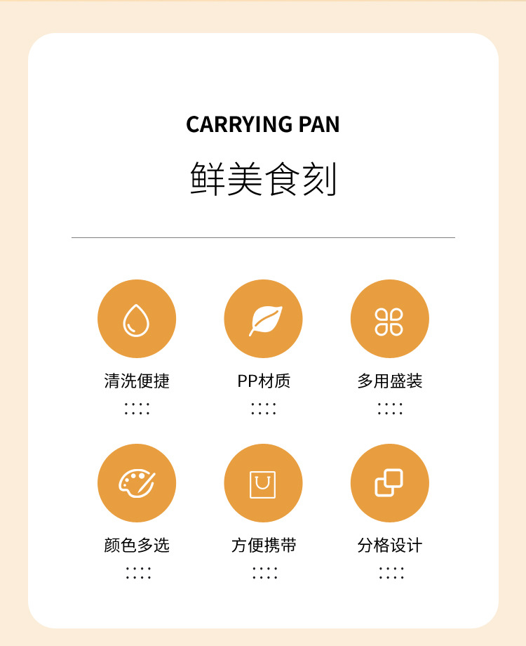 卡通PP塑料四分格饭盒上班族带饭可微波炉餐盒学生食堂打饭便当盒详情3