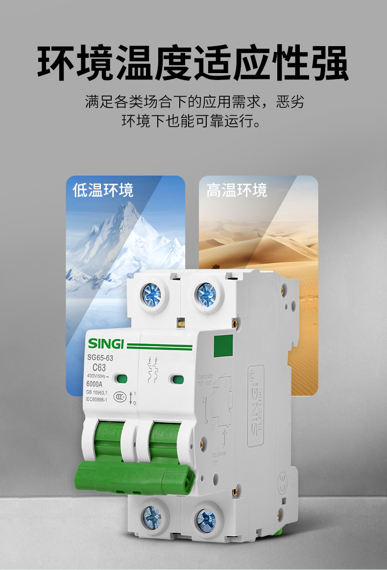 信基小型空开断路器SG65-63系列微型家用2P空气开关63A厂家直供详情11