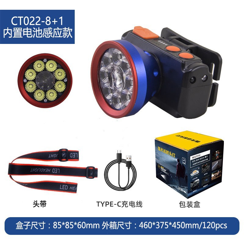 Pailide Cross-border high-power sensor headlamp with long-range flashing integrated 8+1 strong light aluminum alloy for outdoor night fishing and cycling pic 10