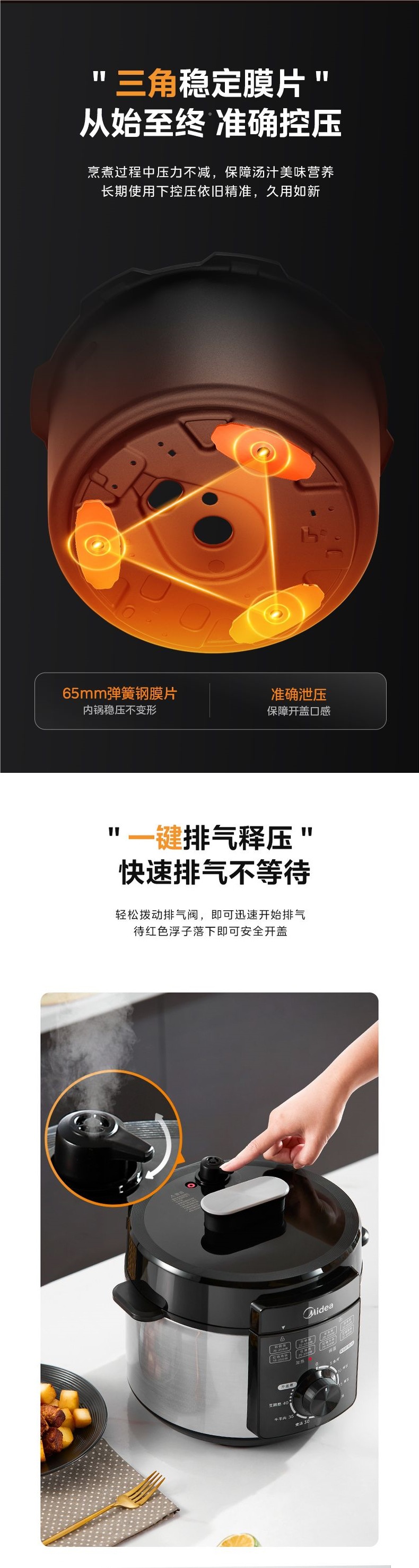 美的电压力锅6升大容量电高压锅家用多功能5升新款电饭煲家用详情8