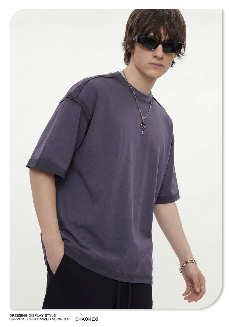 2026新品男装水洗喷绘复古潮牌上衣男女款短袖宽松青少年T恤定制详情26