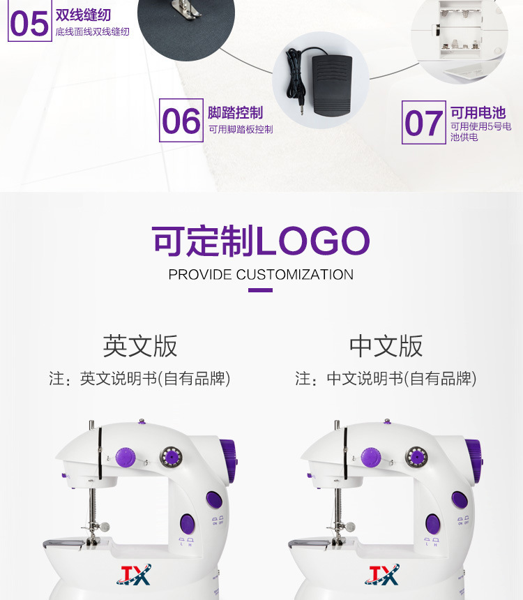 便携微型迷你缝纫机厂家批发202电动缝纫机家用手持 带灯详情2
