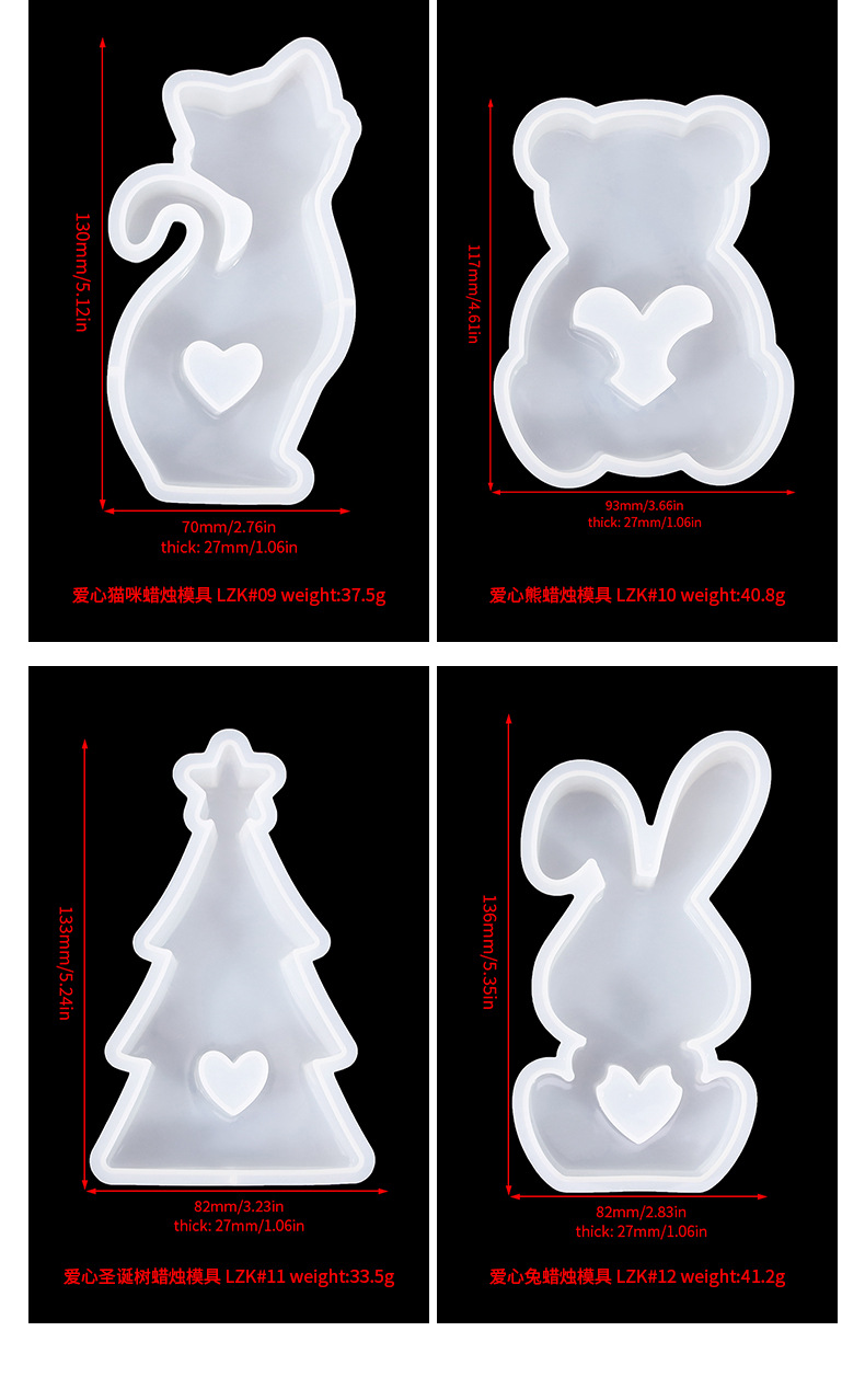 diy epoxy resin Easter bunny scented candle mold, heart-shaped house, cat gypsum decorative item, silicone mold pic 4